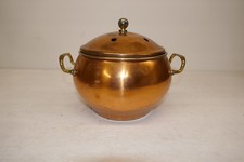 Vintage Copper Clad Vented Pot With Brass Handles picture