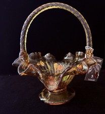 Fenton Autumn Gold Basket Signed & Original Box New Condition  picture