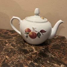 Vintage VIA Cordon Bleu international Charming White Teapot with Fruit Motif picture