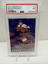 2024-25 Credentials Matvei Michkov Debut Ticket Access Purple #115 03/10 PSA 9 picture