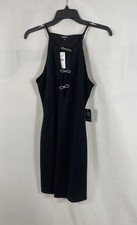 Express Women's Black Rhinestone Bow Cutout Halter Mini Dress NWT Sz S picture