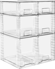 Stackable Clear Storage Drawers, 6 Pack (2 Large + 2 Medium + 2 Small) Pull-Out picture