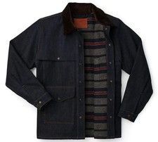 Filson Lined Denim Cruiser Jacket NWT Raw Indigo USA Made Wool Lined Workwear XS picture