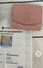 Authentic Vintage Chanel Pink Caviar Leather CC Bifold Wallet LegitApp COA picture