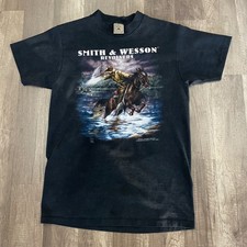Vintage 1992 3D Emblem Smith & Wesson Revolvers T Shirt Made in USA picture