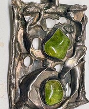Vintage 37g Brutalist Sterling Silver Pendant, Modernist Mid-Century Statement picture