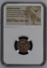 NGC VF AE3/4 of Constantine I Roma / She-wolf & Twins Reverse NGC Ancients VF picture