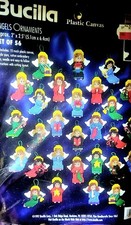 1997 Bucilla Plastic Canvas Holiday Christmas Angel Ornament Kit Set of 56 61224 picture