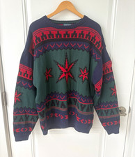 Vintage 1990s Chaps Ralph Lauren Southwestern Star Fair Isle Knit Sweater picture