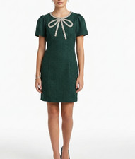 Speechless Girls Dress 7 Hunter Green Boucle Tweed Rhinestone Bow Holiday NWT picture