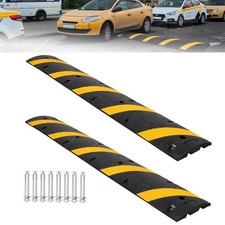 2 Pcs 6Ft Rubber Speed Bump 2 Channel 66000 LBS Load Heavy Duty Speed Hump picture