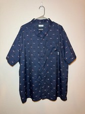 Columbia PFG Fishing Shirt Men's 2XL Blue American Flag Fish Print Omni-Shade picture
