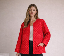 Tachi Castillo Mexico VINTAGE Red Geometric Suit Jacket Blazer Women’s M Cotton picture