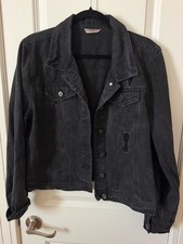 Highway Jeans Denim Jacket Size XL Black Distressed picture