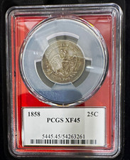 1858 Seated Liberty Quarter 25C Arrows, PCGS XF45 Business Strike picture