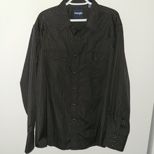 NWT Wrangler Sport Western Dobby Stripe Snap Button Long Sleeve Shirt Size XL picture