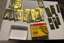 C.H. Hanson Brass 6A32 Stencils A-Z,  0-10 +18 Symbols picture
