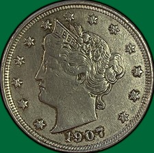 1907 Liberty Head V Nickel Almost Uncirculated AU Coin, Details #47963 picture
