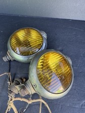 Vintage GE Amber FOG Lights Pair Yellow Glass Auxiliary Lamps Untested Parts picture