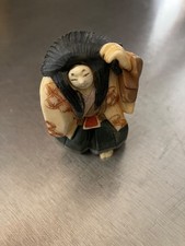 Japanese Karakuri Netsuke - Rotating Face Noh Actor - Kabuki Performer picture