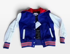 VTG DeLong Varsity Jacket M Wool Leather Letterman Blue Red USA White NWT NOS picture
