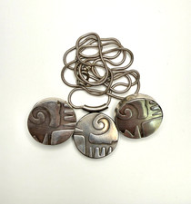 Vintage Marjorie Baer Mixed Metal Pendant & Clip-On Earring Set picture