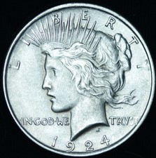 1924 $1 Peace Dollar BU Lusterous ~ 26373 picture