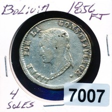 BOLIVIA - 1856 FJ - 4 SOLES - SILVER - XF - #7007 - WOW picture