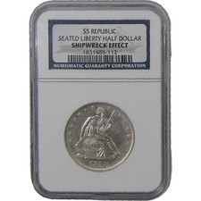 1858 O Seated Liberty Silver 50c NGC SS Republic Shipwreck Effect picture