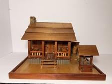 VTG Primitive Log Cabin Handmade Folk Art Rustic Decor picture