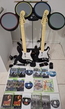 Xbox 360 Rock Band 1, 2, 3, Mic, Drum Set, 2 Guitars, 7 Games Bundle Set, TESTED picture