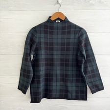 NWT Anne Klein Green Black Plaid Mock Neck Sweater Womens S $99 picture