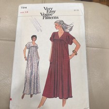 VTG 70s Vogue 7314 Very Easy Dress Muumuu Kaftan Maxi Boho Uncut FF Sz 14 Patter picture