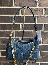 AUTHENT NWT$450 COACH Juliet Shoulder Bag 25 Denim Quilting Dark Indigo 3 straps picture