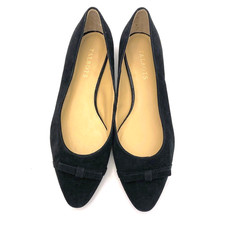 Talbots Edison Flats Black Suede Bow Pointed Toe Womens 8 M NEW picture