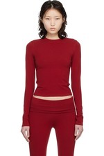 SKIMS Cotton Jersey Crew Neck Long Sleeve Slim Fit T-Shirt Red Women’s S picture