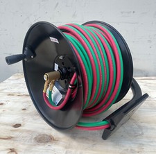 300psi 100' Manual Twin Oxy Acetylene Welding Hose Reel Mount w/100ft Weld Hoses picture
