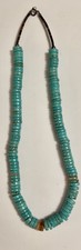 Vintage Genuine Turquoise Heishi Disc Bead Necklace Southwest Jewelry picture