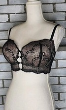 ☆ NWT Adored By Adore Me The Morgan Longline Lace Push Up Bra Size 38C Black picture