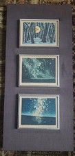 Vtg Joichi Hoshi 3 Woodblock Prints B.O.Q Scorpion Milky Way Moon Forest Signed picture