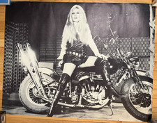 Brigitte Bardot Original 1968 Vintage Harley Davidson Motorcycle Poster picture