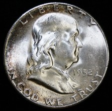1952-S 50C  Franklin Half Dollar UNCIRCULATED #Q8 TONED picture