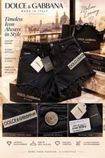 Dolce & Gabbana Black Denim Cut Off Shorts Frayed Logo  Pockets 46 eu/ us 6/  picture