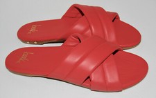 NIB beek Women's Poppy Red Surfbird Cross Strap Leather Slide Sandals sz 7 picture