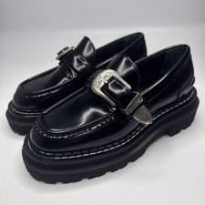 Sandro Paris Women’s  Leather Black Buckle Loafers Black EU 36 US 5.5/6 picture