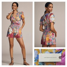 Anthropologie The Katerina Button-Front Romper Pink Small $148 picture