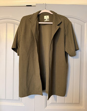 Scott James Men's XL Green Knit Textured Short Sleeve Button-Up Spread Collar picture
