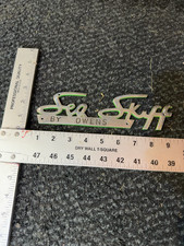 Vintage Sea Skiff by Owens Boat Emblem – Original Metal Badge ~9” picture