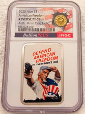 2025 Niue $1 American Freedom Reverse PF69 .999 Silver BullionPLUS Auth 9mm picture