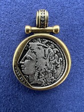 Vintage Style Coin Pendant Gold Tone Roman Goddess Medallion Necklace Charm picture